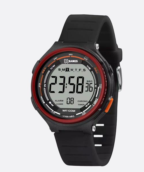 Relogio Digital Masculino XGames Preto Vermelho Grande Prova Dagua XMPPD576 BXPX