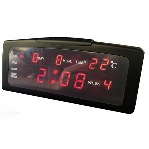 Relógio Digital Mesa Led 20X8cm Calendário Table Clock