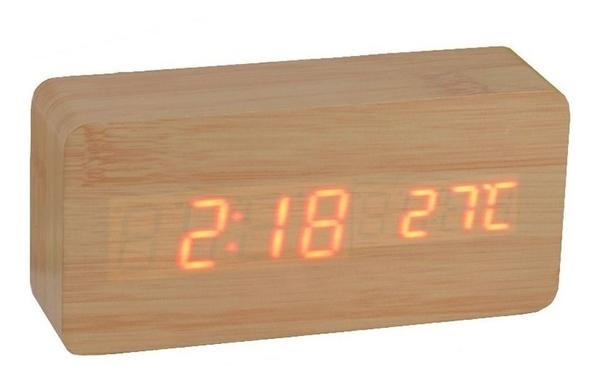 Relógio Digital Mesa Tipo Madeira com Data Temperatura Alarme - Exclusivo