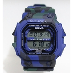 Relogio digital militar tatico selva c shock prova dagua bonito camuflado azul e preto marca piscina mergulho masculino