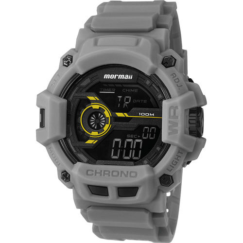 Relógio Digital Mormaii a Prova D'água Acqua Pro Adventure Mo1105ab/8y Masc Cinza/amarelo