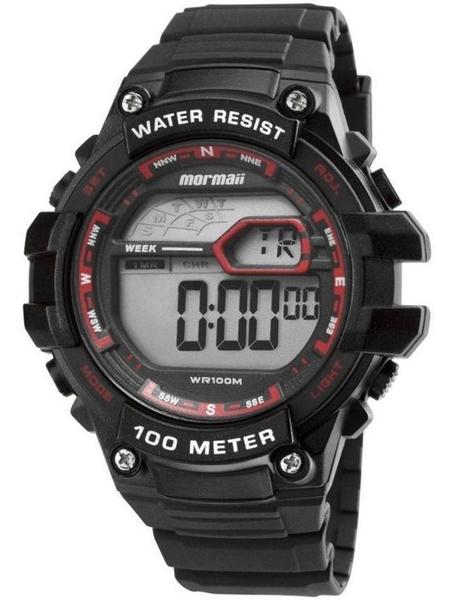 Relógio Digital Mormaii Mo3480a/8r Water Resist 100 M Preto Vermelho Masculino