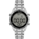 Relogio digital Technos Masculino prata a prova dagua Aço inox T02139AC/1C