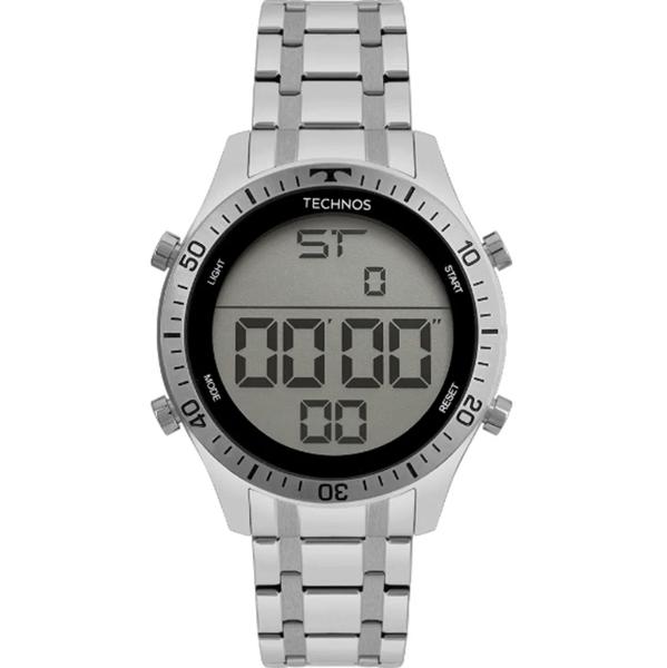 Relogio digital Technos Masculino prata a prova dagua Aço inox T02139AC/1C