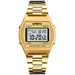 Relógio Digital Umbro Pulseira Metal Unissex Clássico Dourado