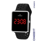Relógio Digital Unissex Champion Prata CH40081T Quadrado pulseira de silicone