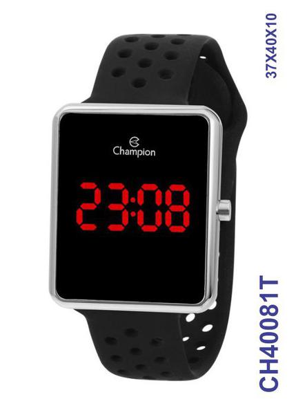 Relógio Digital Unissex Champion Prata CH40081T Quadrado pulseira de silicone