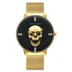 Relógio dos homens simples, popular moda do comércio exterior do crânio preto cinto de malha de metal criativas Tendência Sports relógio de quartzo