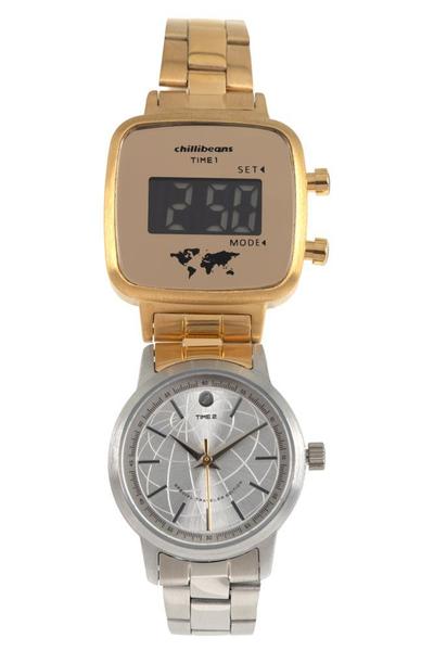 Relógio Double Dial Feminino Chilli Beans Traveler Dourado