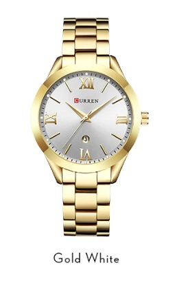 Relógio Dourado Curren Ouro Feminino Prova Dagua Quartzo Mod 9007