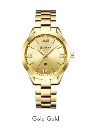 Relógio Dourado Curren Ouro Feminino Prova Dagua Quartzo Mod 9007