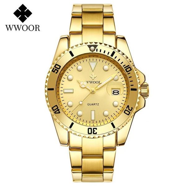 Relógio Dourado Masculino Wwoor