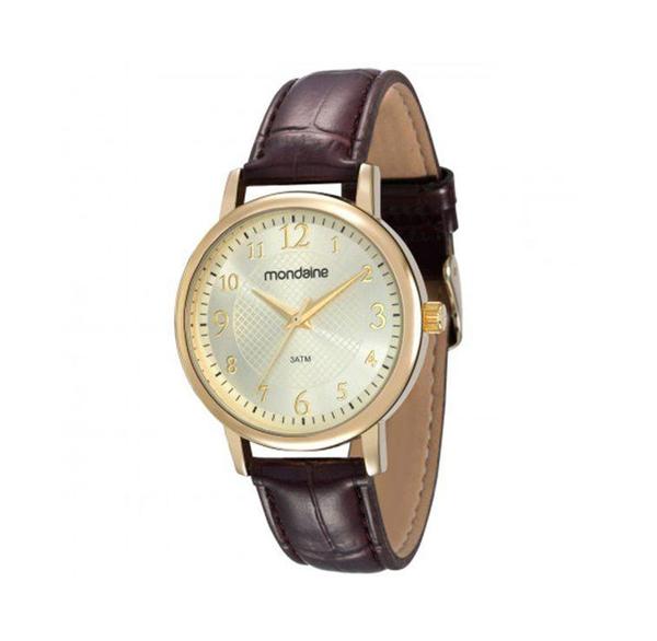 Relogio Dourado Mondaine Urbano Pulseira Couro 83281lpmvdh1