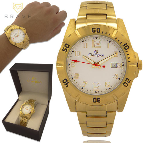 Relógio Dourado Ouro Masculino Champion CA31300H Prova D'água e com 1 Ano de Garantia