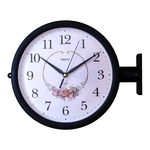 Relógio Dupla face de parede Estação Floreal Black 25,5cm