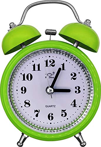 Relógio e Despertador Vintage Analógico Sino Alto Verde