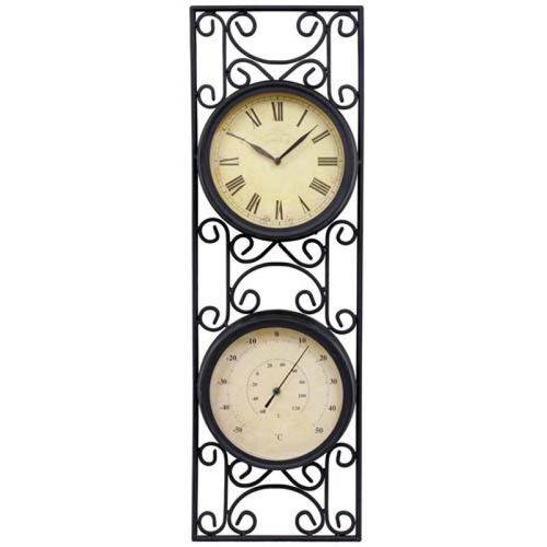 Relógio e Termômetro Moldura Arabesco Goodsbr 70x23x5cm