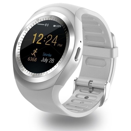 Relógio Eletrônico Smartwatch Y1 (Prata com Branco)