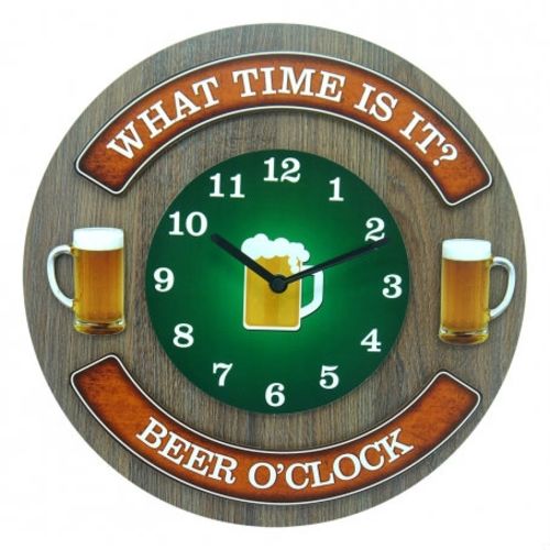 Relógio em Mdf - Beer O´clock - 35 Cm de Diâmetro