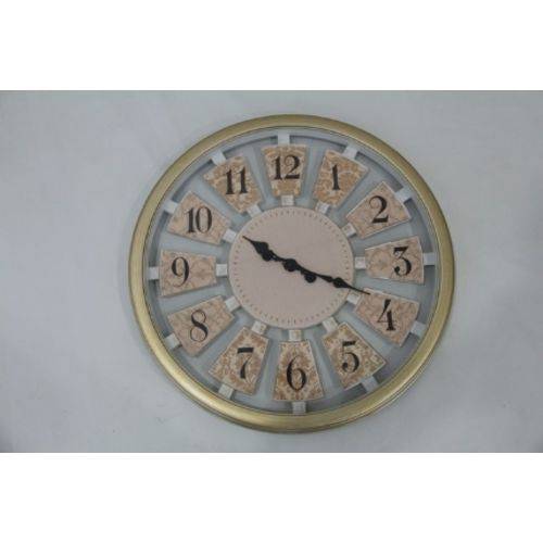 Relógio em Metal de Parede Decorativo a Pilha- Dourado- F621