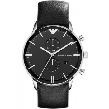 Relógio Emporio Armani Ar0397 Clássico Preto Couro