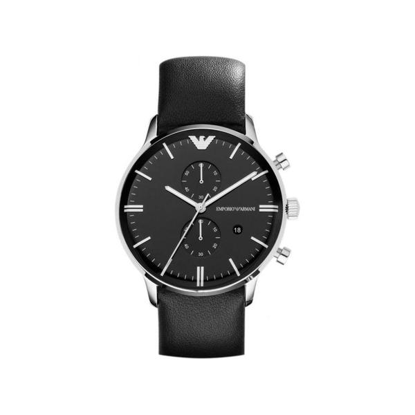 Relógio Empório Armani AR0397 Pulseira Couro Preto Social 43MM Analógico