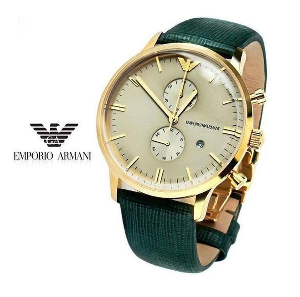 Relógio Emporio Armani Ar1722 Dourado e Verde Couro