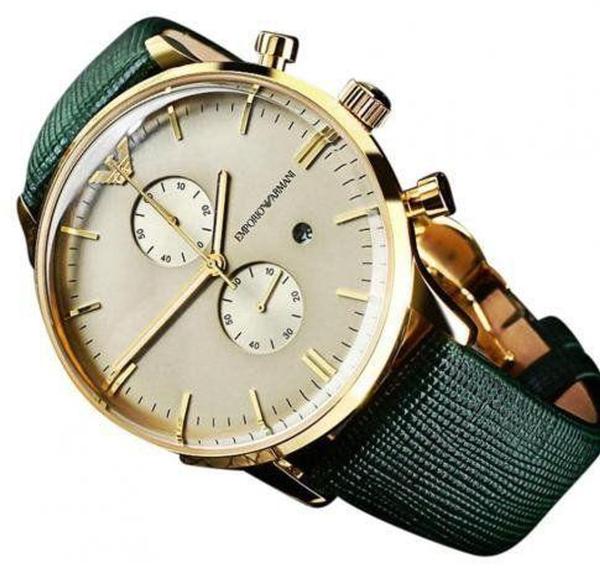 Relógio Emporio Armani Ar1722 Dourado e Verde Couro