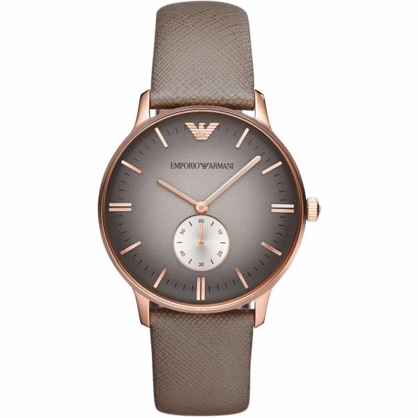 EMPORIO ARMANI Clássico Cinza Dial Couro