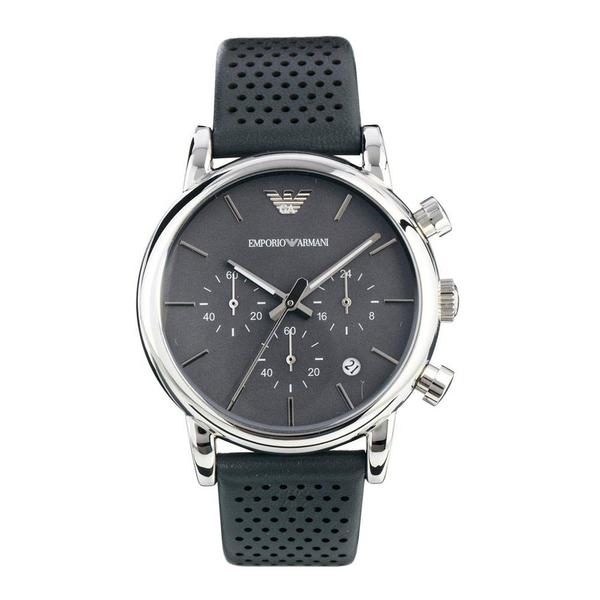 Relógio Emporio Armani AR1735 Couro Cinza 41mm Social Analógico Oferta