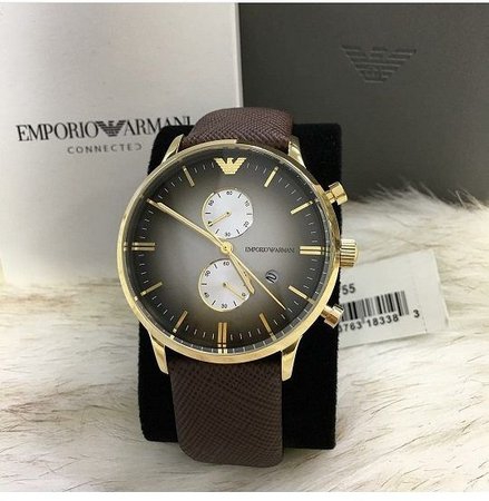 Relógio Emporio Armani Ar1755 Pulseira Couro Marrom