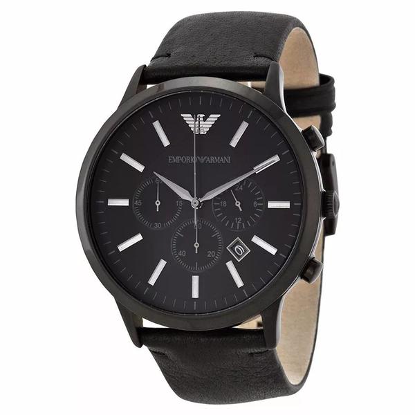 Relógio Emporio Armani Ar2461 Original Couro Preto Cronografo