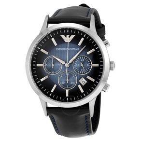 Relógio Emporio Armani Classic com Cronógrafo Blue Dial Navy Couro Strap Relógio Masculino