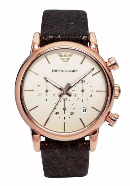 Relógio Emporio Armani Masculino Rose Couro