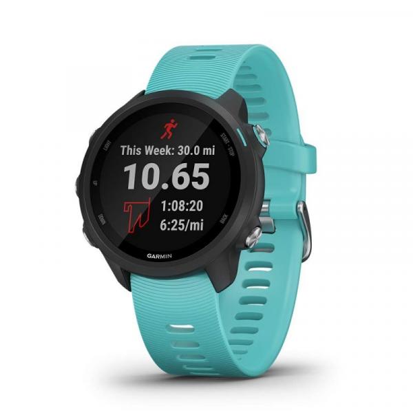 Relógio Esportivo Garmin Forerunner 245 Music Preto e Aqua com GPS e Monitor Cardíaco