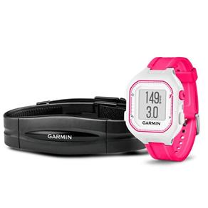 Relógio Esportivo Garmin Forerunner 25 Branco e Rosa com Gps e Monitor de Frequência Cardíaca