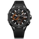 Relógio Esportivo Multifuncional de Quartz à Prova d'àgua com Pulseira de silicone MEGIR-2053G - Preto - 60