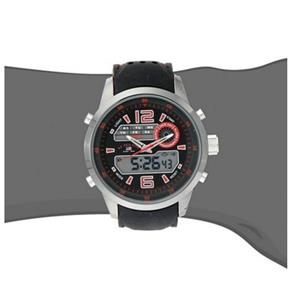 Relogio Esportivo Polo US9507 Pulseira Preto e Vermelho