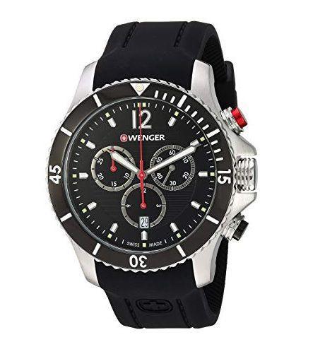 Relógio Esportivo Suíço Wenger Seaforce Cronógrafo Pulseira de Silicone 01.0643.108