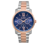 Relógio Euro EU6P29AKETD/5A Multi Glow feminino bicolor prata/rosé mostrador azul