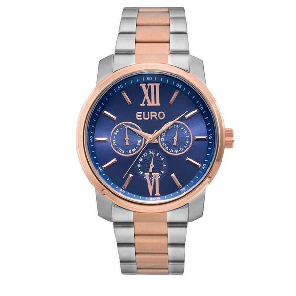 Relógio Euro EU6P29AKETD/5A Multi Glow feminino bicolor prata/rosé mostrador azul