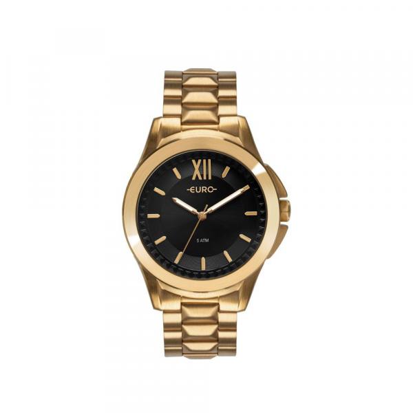 Relógio Euro Feminino Dourado com Fundo Preto Eu2036ymv/4p