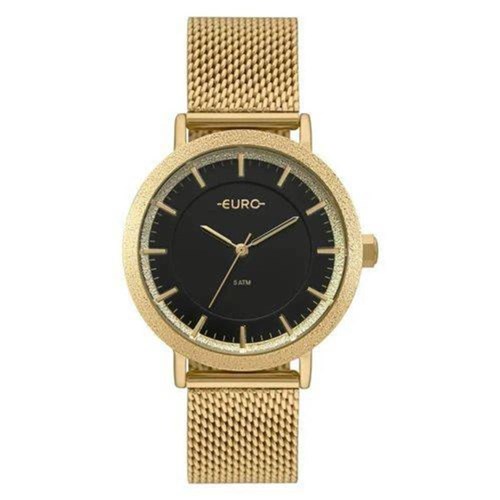 Relógio Euro Feminino Dourado Fundo Preto Eu2036ymg/4P