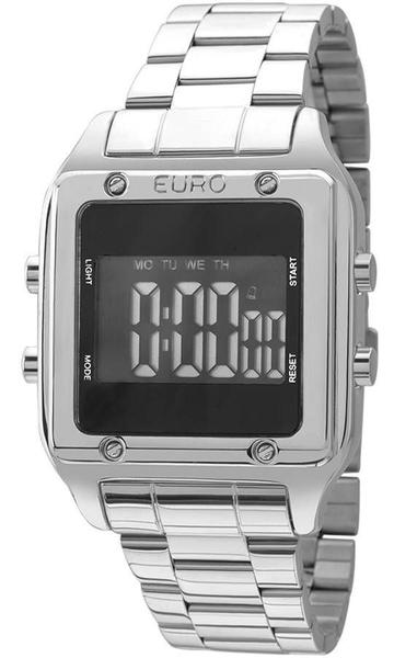 Relógio Euro Feminino Eug2510ab/3p Original Quadrado Prata