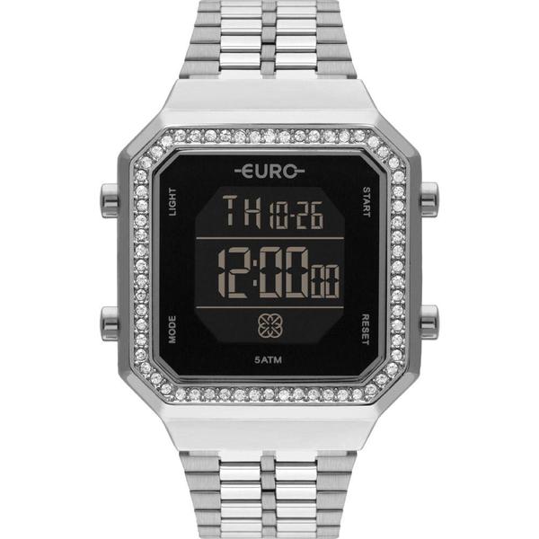 Relógio Euro Feminino Prata EUBJK032AD/3P Digital 5 Atm Cristal Mineral Tamanho Médio