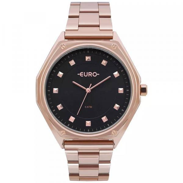 Relógio Euro Feminino Rose Fundo Preto Eu2035yoo/4p