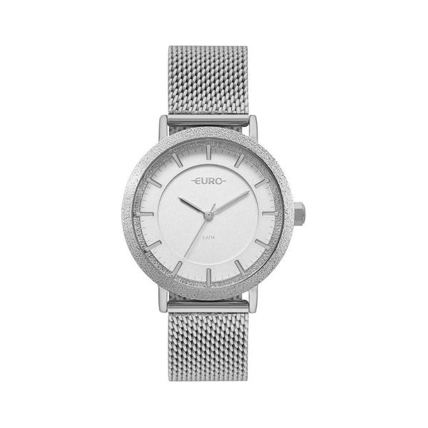 Relógio Euro Prata Feminino Pulseira Esteira Eu2039jk/3k