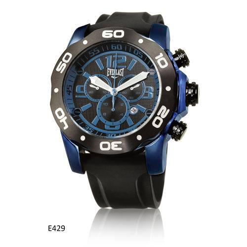 Relógio Everlast Masculino E429 Caixa Aço Preta e Pulseira Silicone