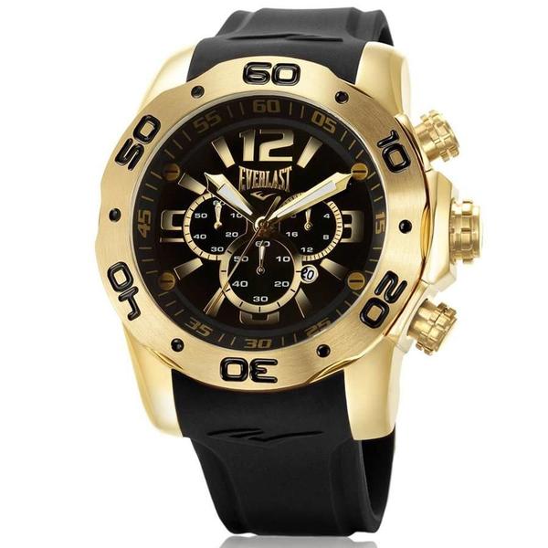 Relógio Everlast Masculino Ref: E547 Big Case Cronógrafo Dourado