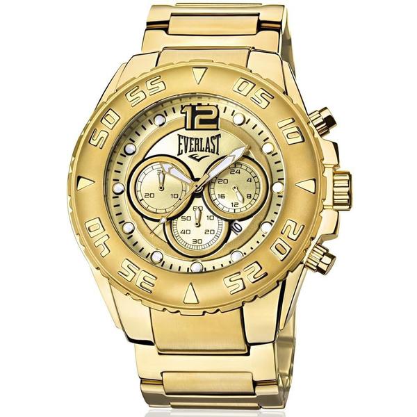 Relógio Everlast Masculino Ref: E631 Big Case Cronógrafo Dourado